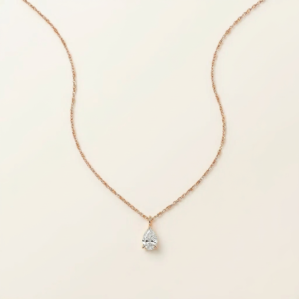 Moissanite 0.25 CT Pear Cut Diamond Solitaire Necklace