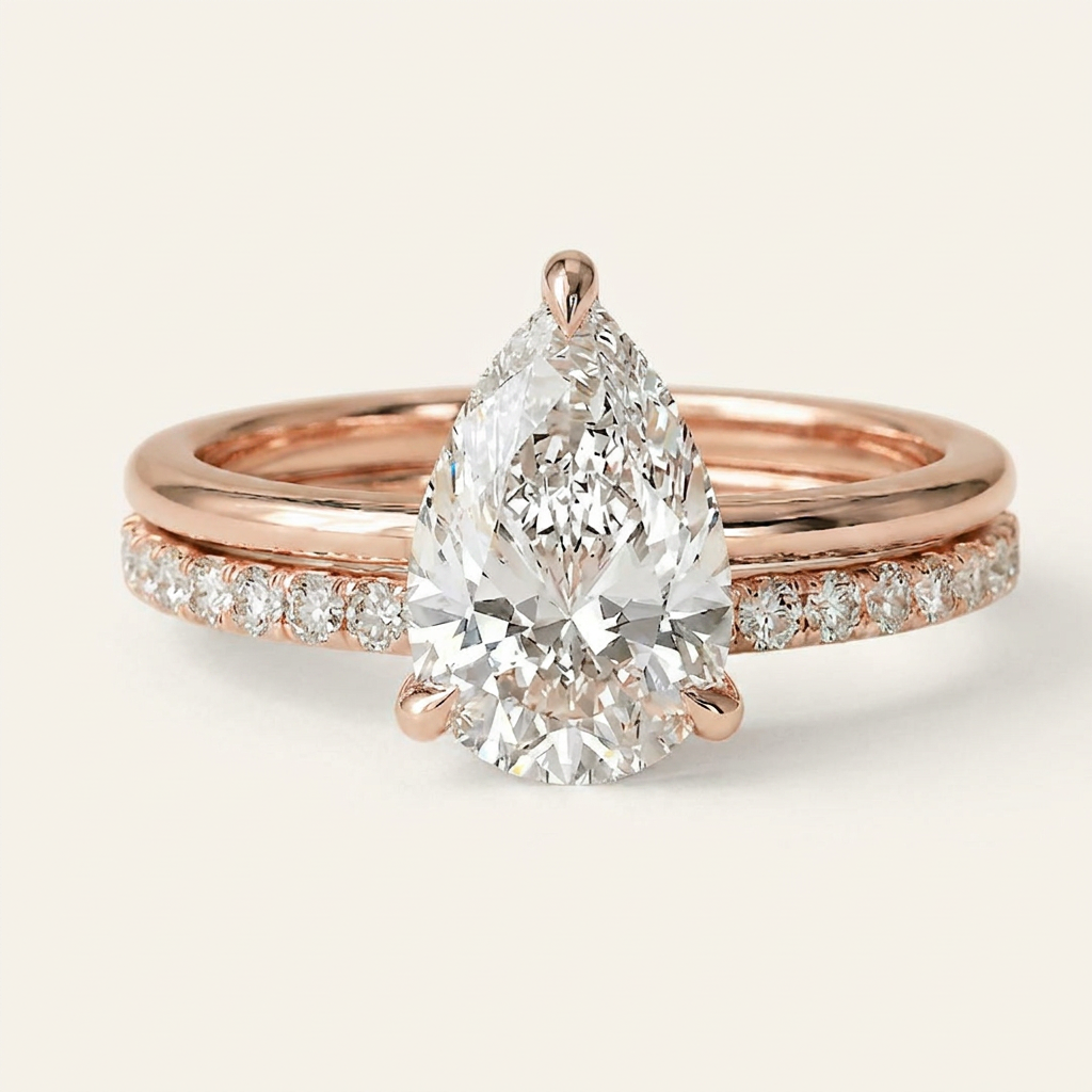 Moissanite 1.90 CT Pear Cut Diamond Solitaire Ring