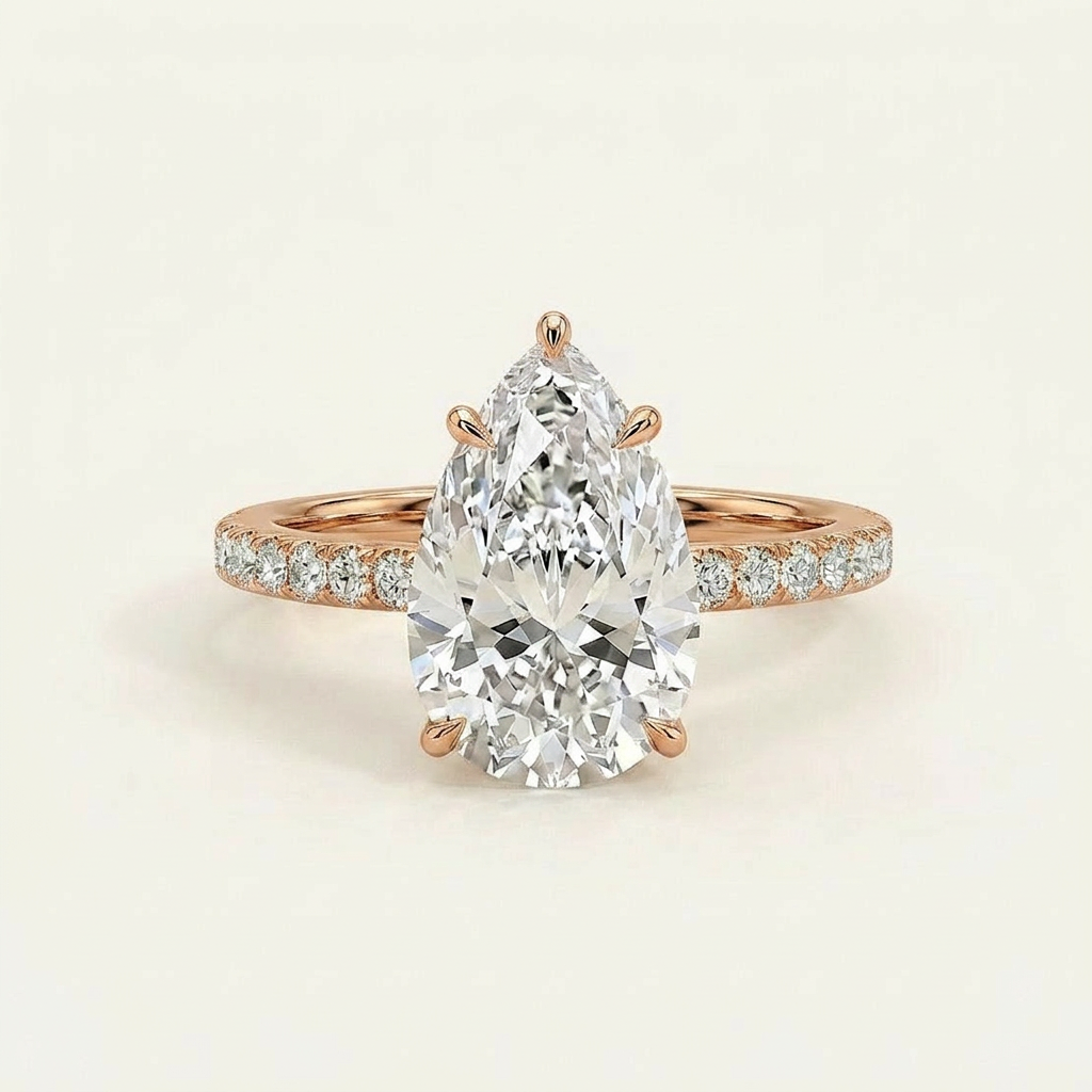 Moissanite 2.17 CT Pear Cut Diamond Solitaire Ring