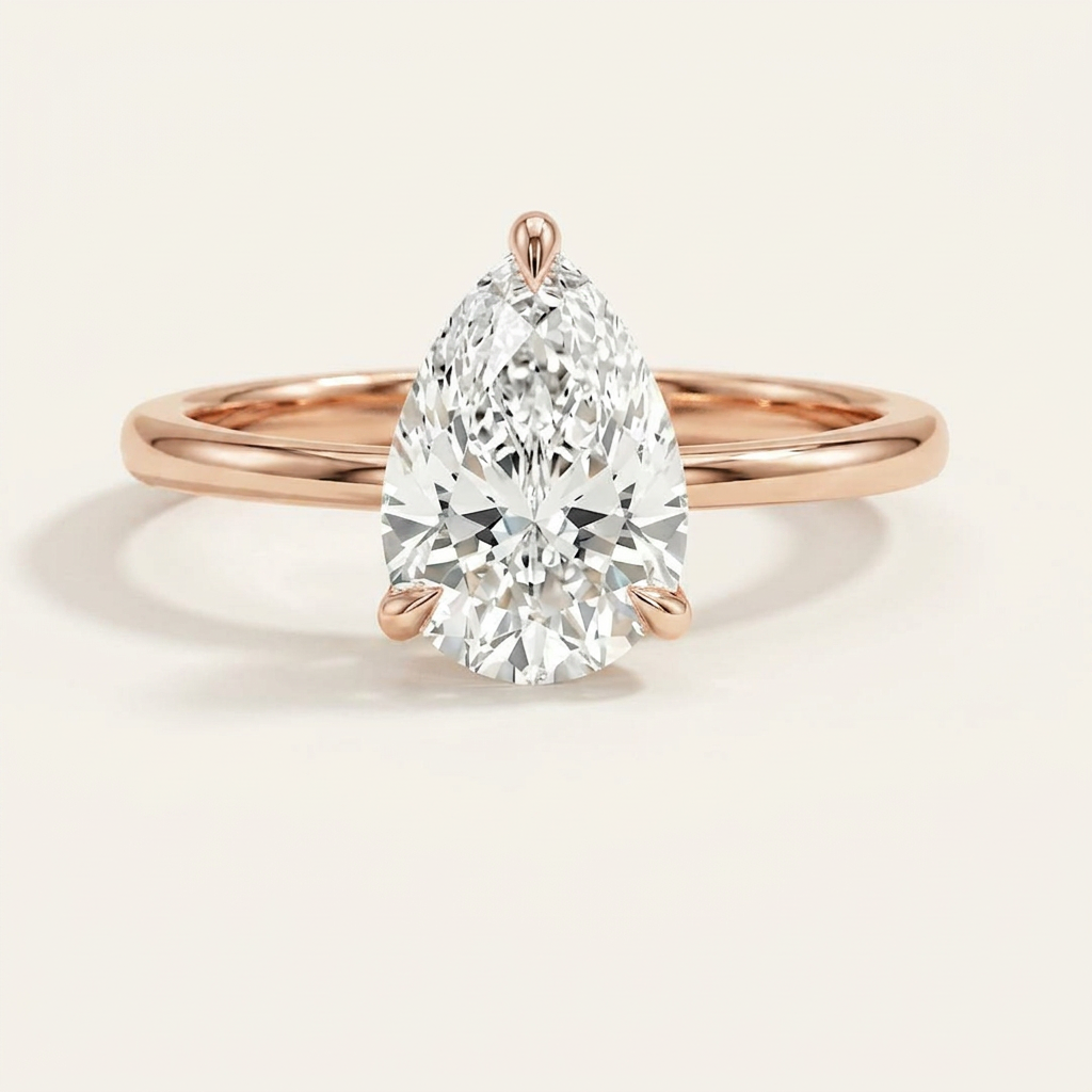 Moissanite 1.90 CT Pear Cut Diamond Solitaire Ring