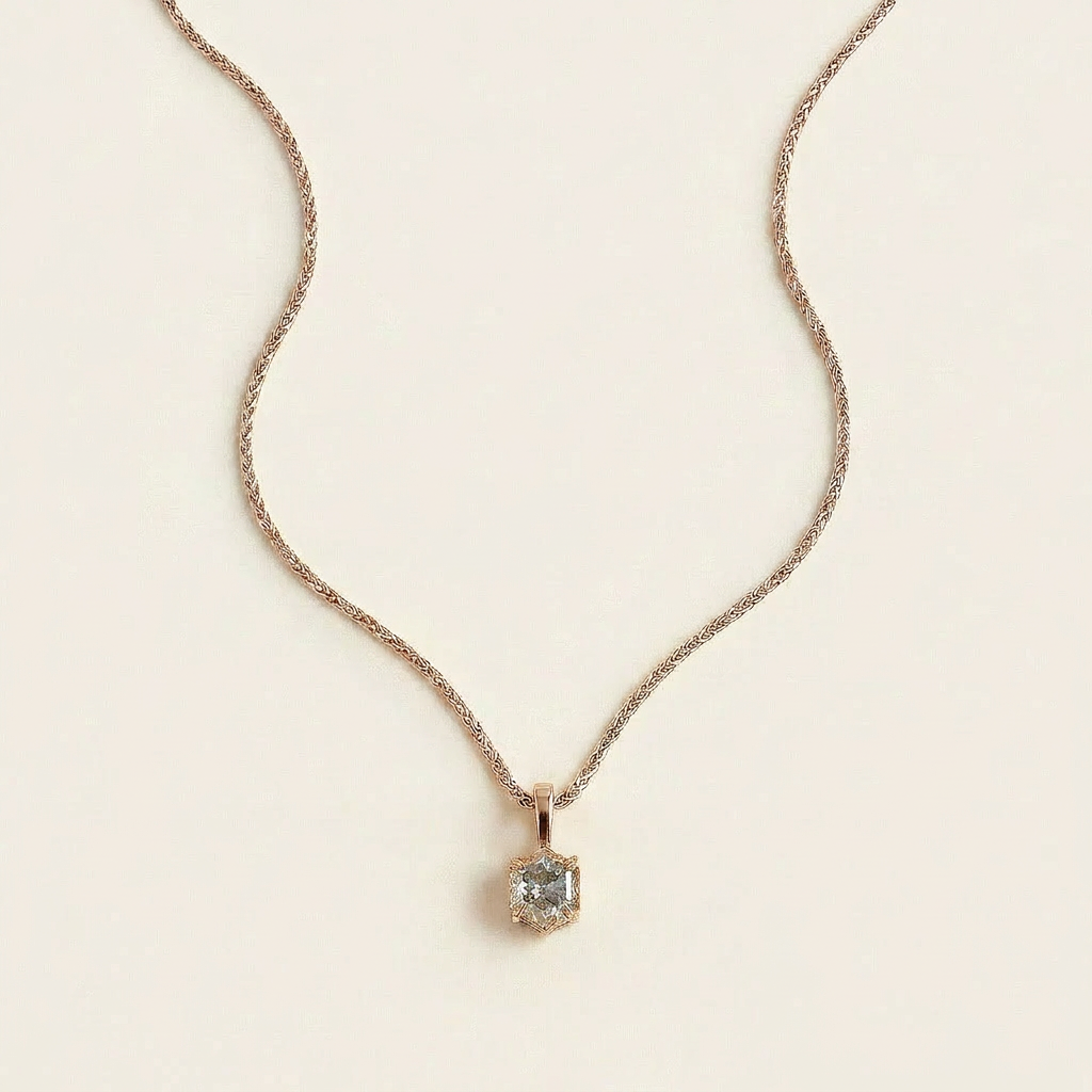 1.41 CT Hexagon Cut Salt and Pepper Diamond Necklace