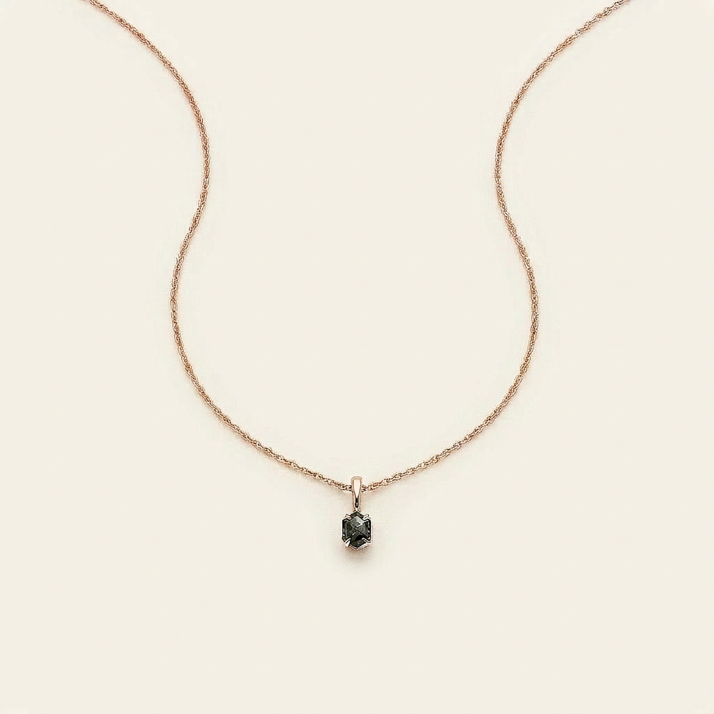 0.70 CT Hexagon Cut Salt and Pepper Diamond Necklace