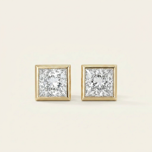Moissanite 1.00 CT Princess Cut Diamond Stud Earrings