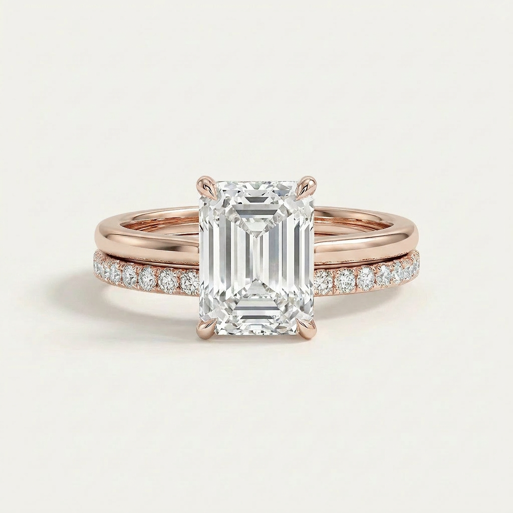 Moissanite 3.10 CT Radiant Cut Diamond Solitaire Ring (V-Moisaanite)