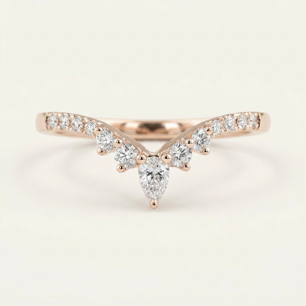 Moissanite 0.32 CT Pear & Round Cut Diamond Ring
