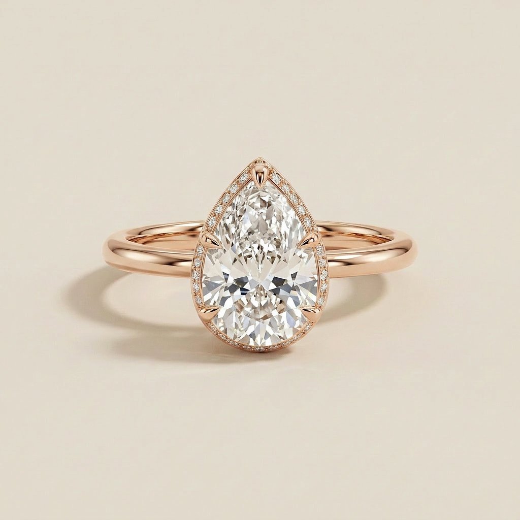 Moissanite 3.91 CT Pear Cut Diamond Solitaire Ring