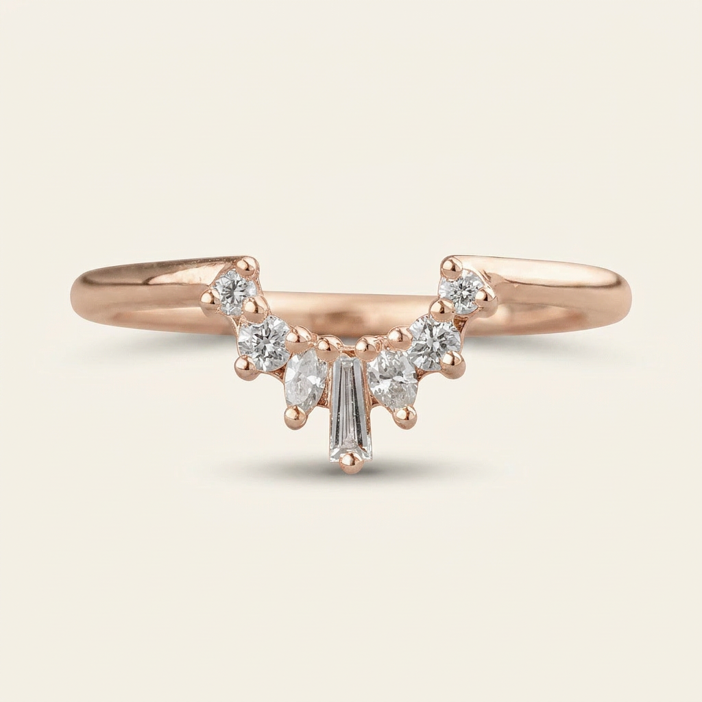 Moissanite 0.26 CT Marquise & Baguette Cut Diamond Ring