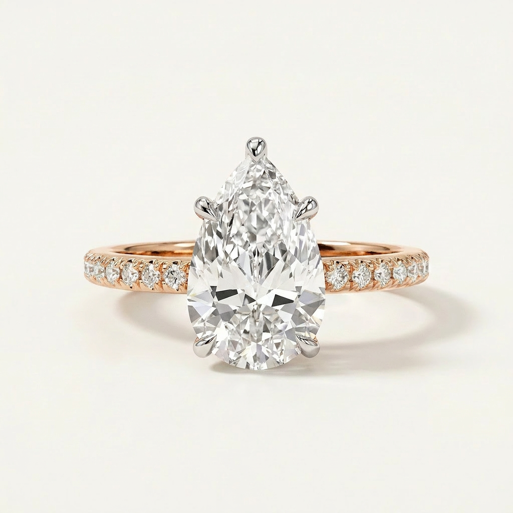 Moissanite 3.42 CT Pear Cut Diamond Solitaire Ring