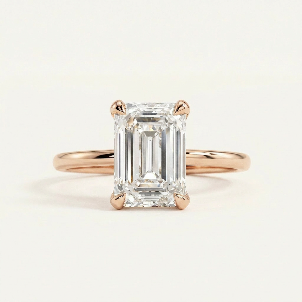 Moissanite 2.00 CT Emerald Cut Diamond Solitaire Ring (V1)