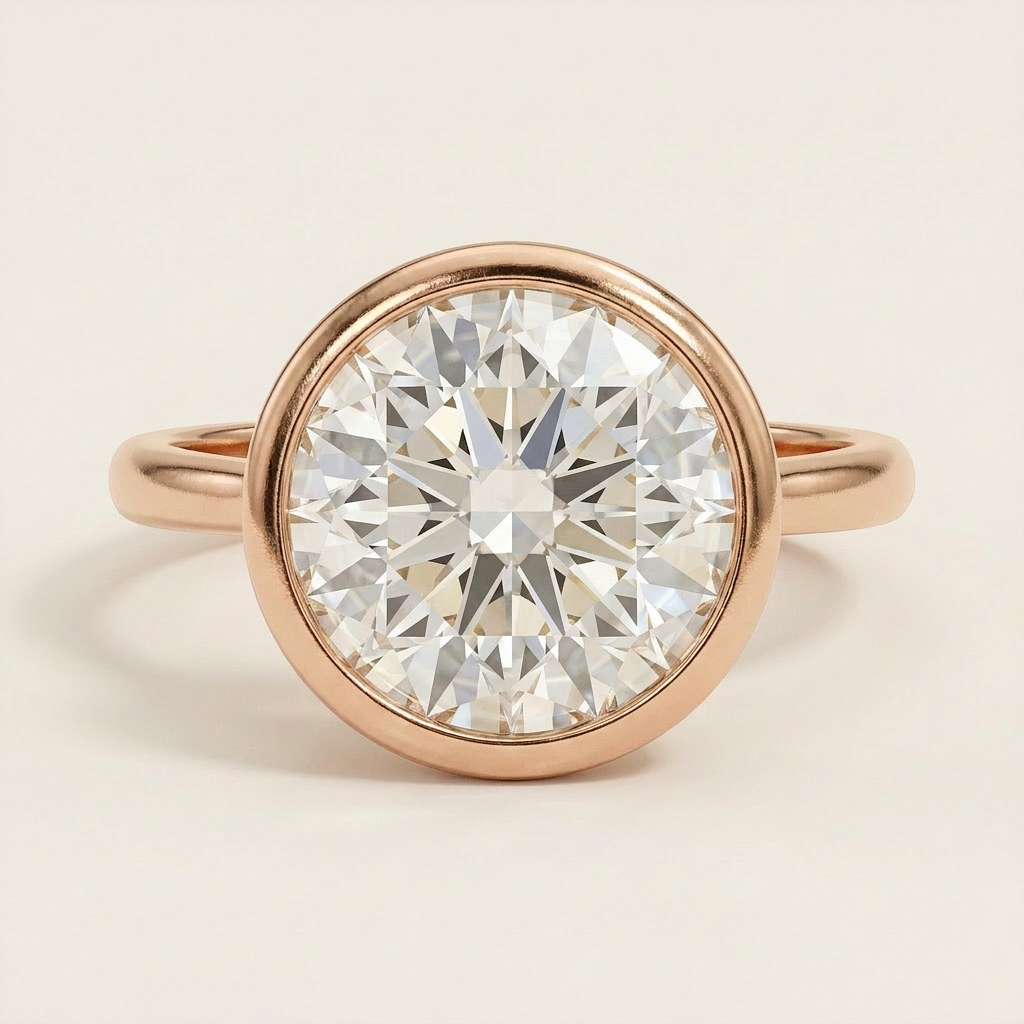 Moissanite 3.00 CT Round Cut Diamond Solitaire Ring (V-Moisaanite)
