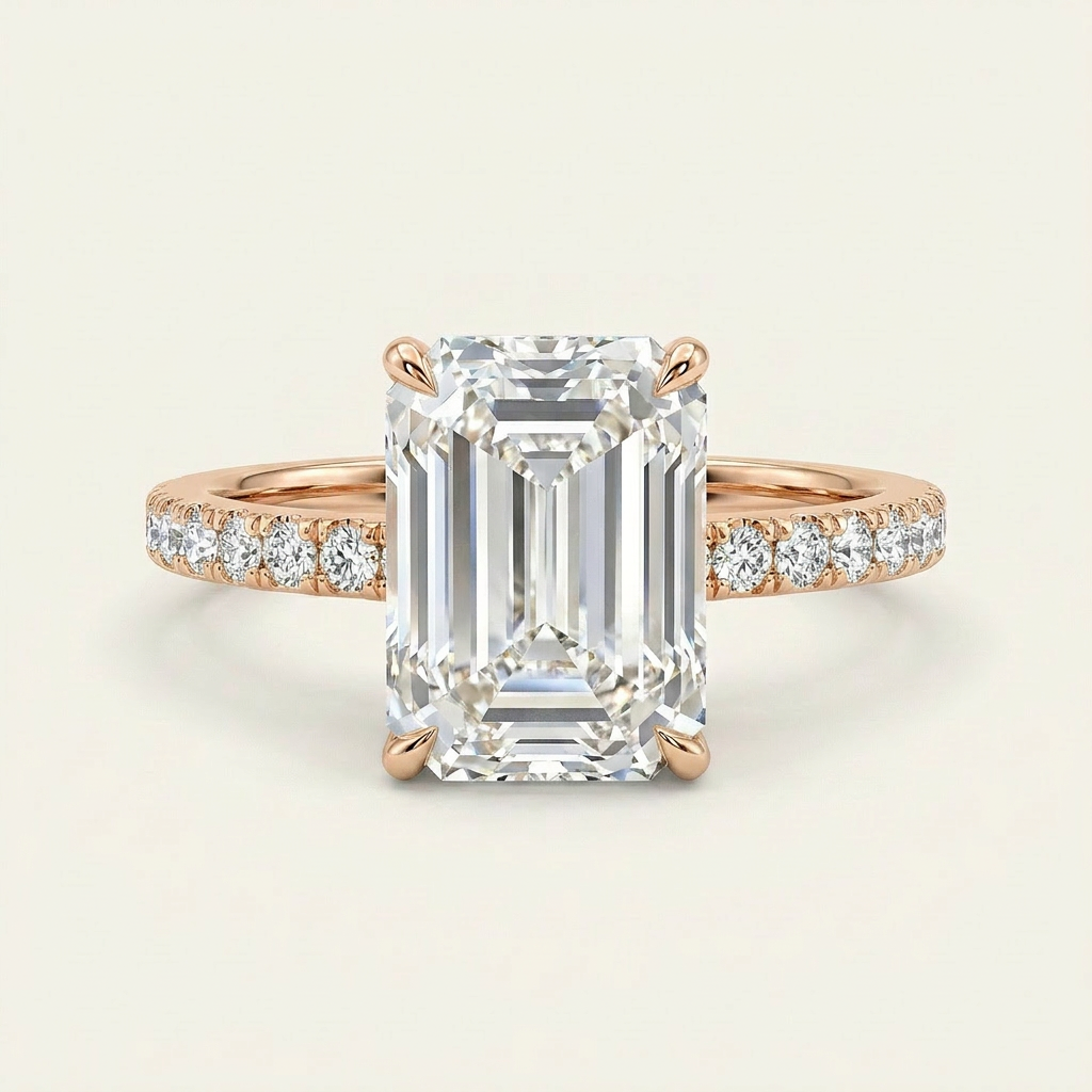 Lab Grown 1.50 CT Emerald Cut Diamond Solitaire Ring (V-Artdeco)