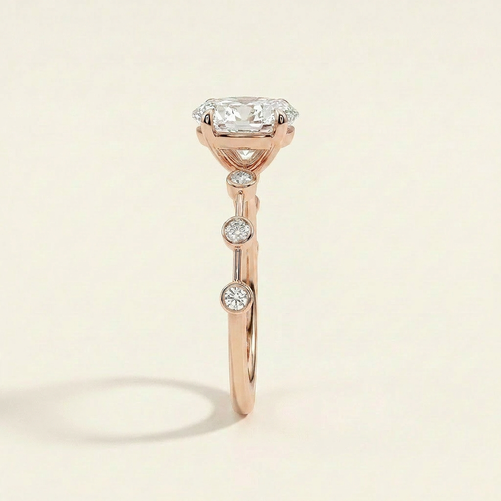 Moissanite 3.00 CT Oval & Round Cut Diamond Solitaire Ring (V-Avantgarde)