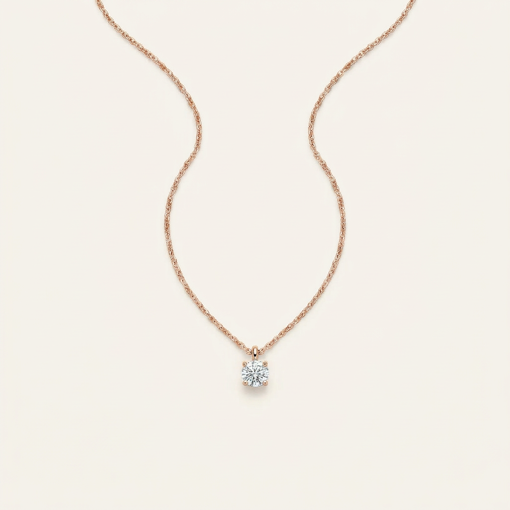 Moissanite 0.33 CT Round Cut Diamond Solitaire Necklace