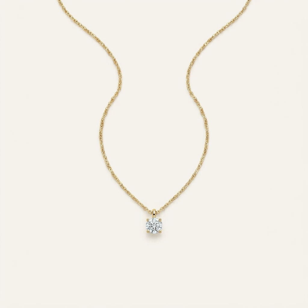 Moissanite 0.33 CT Round Cut Diamond Solitaire Necklace
