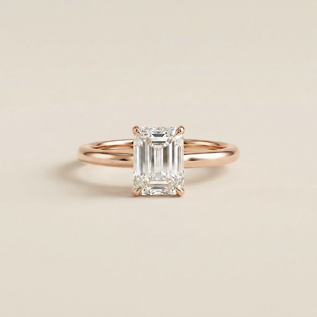 Moissanite 2.55 CT Emerald Cut Diamond Solitaire Ring