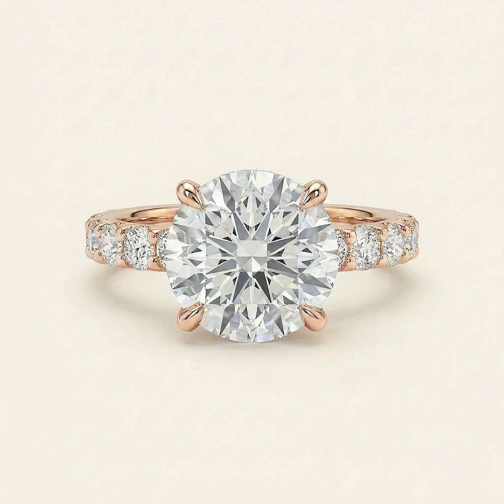 Moissanite 3.60 CT Round Cut Diamond Solitaire Ring