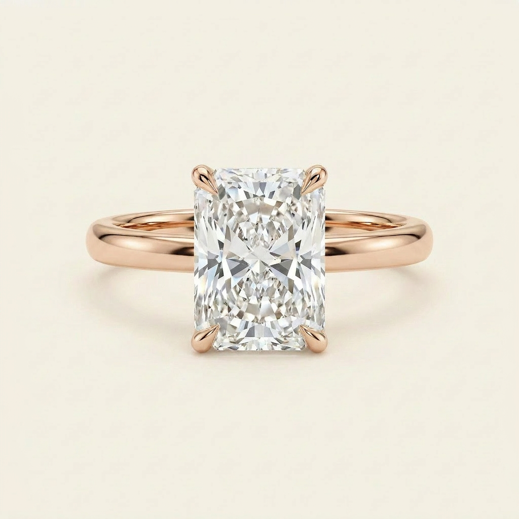 Moissanite 2.10 CT Radiant Cut Diamond Solitaire Ring