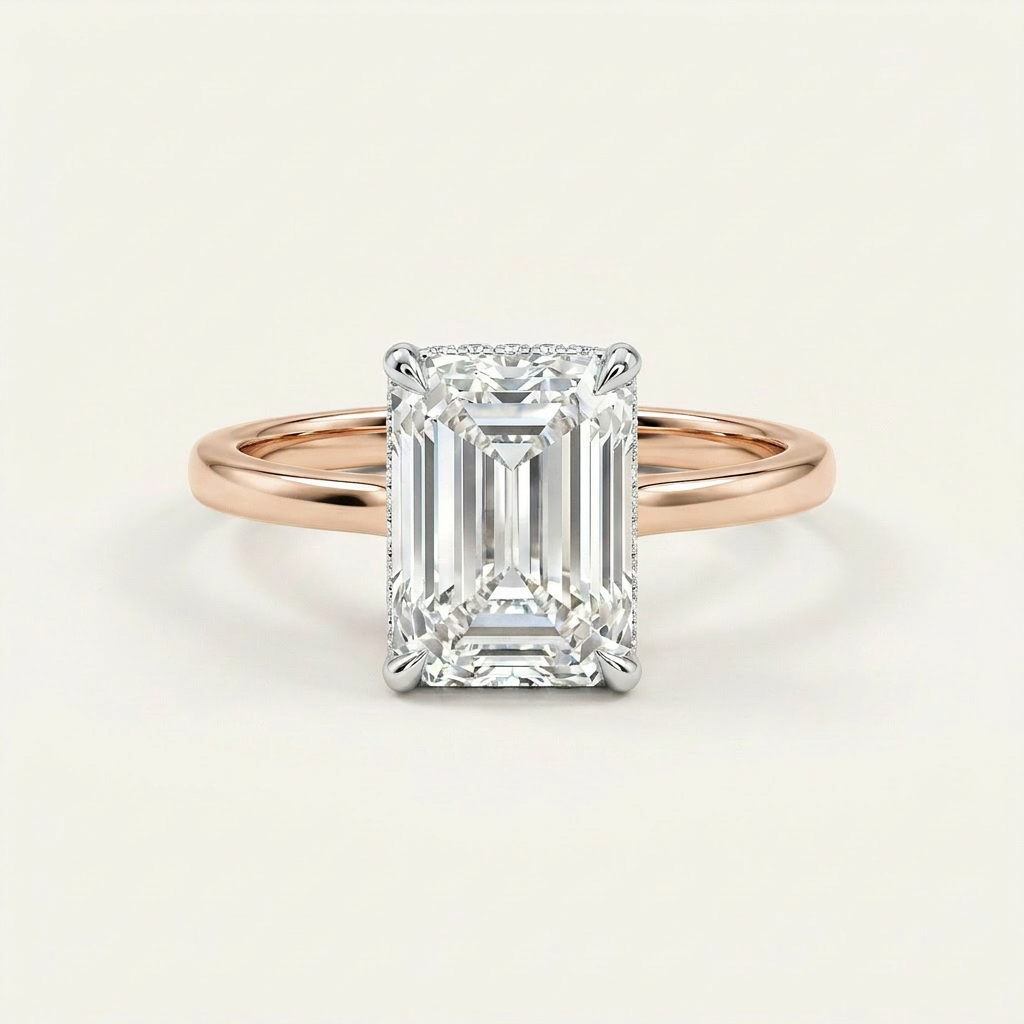 Moissanite 2.00 CT Emerald Cut Diamond Solitaire Ring (V2)