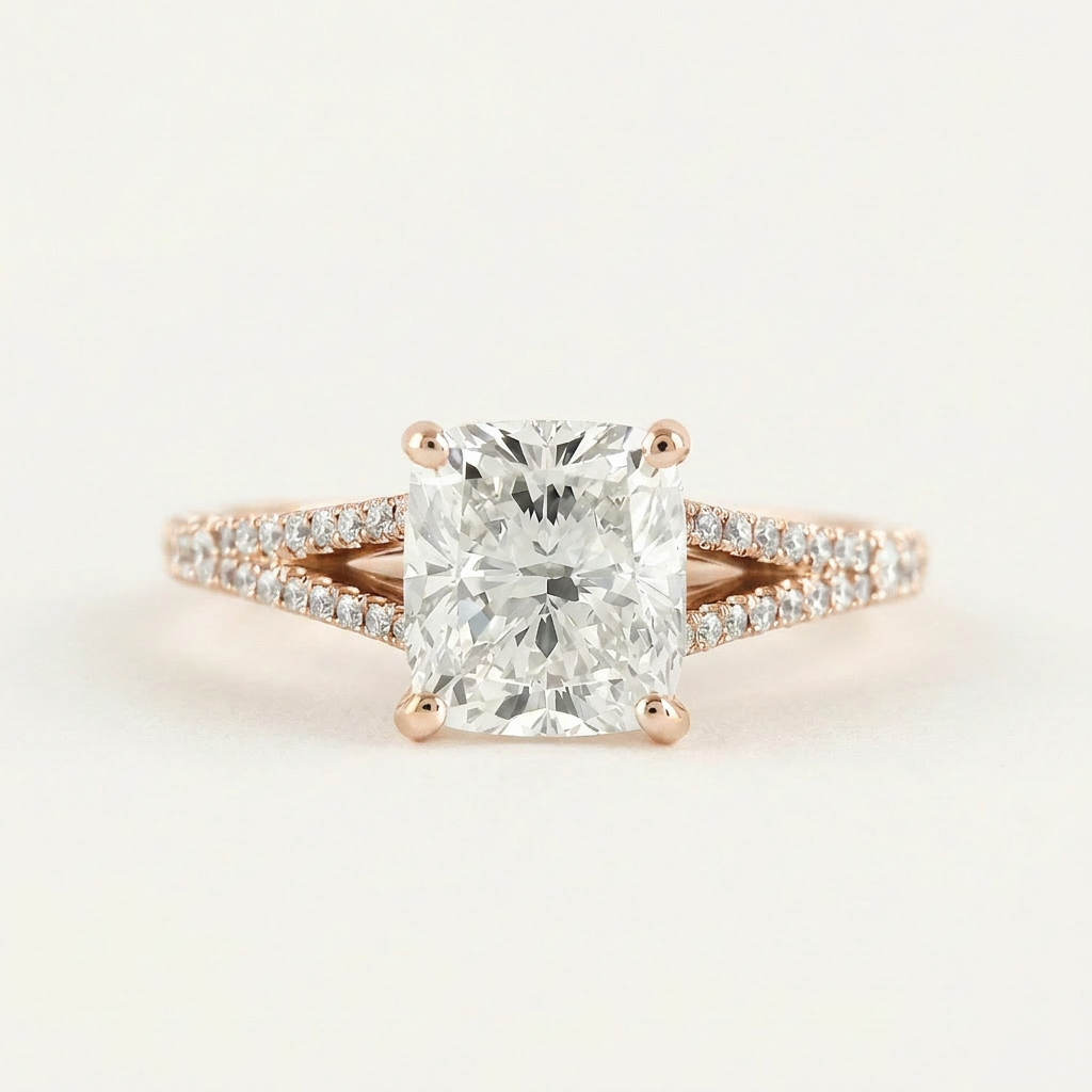 Moissanite 1.80 CT Cushion Cut Diamond Solitaire Ring