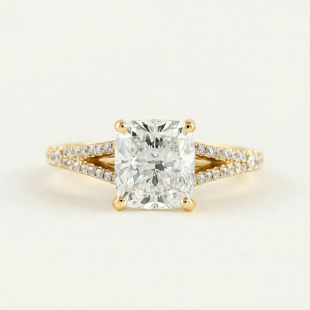 Moissanite 1.80 CT Cushion Cut Diamond Solitaire Ring