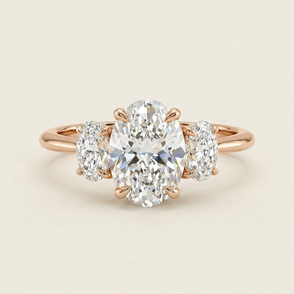 Moissanite 2.40 CT Oval Cut Diamond Three Stone Ring