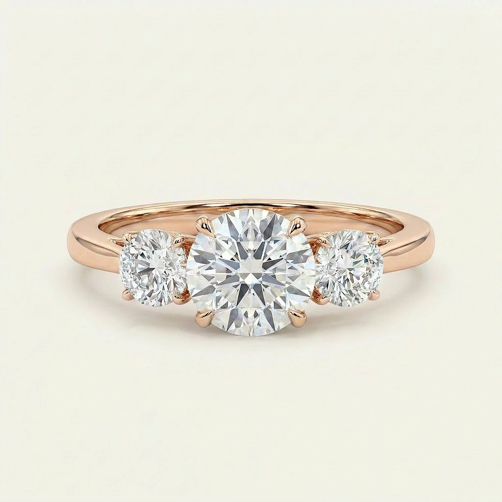 Moissanite 1.69 CT Round Cut Diamond Three Stone Ring