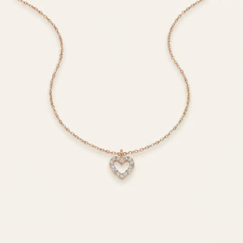 Moissanite 0.30 CT Round Cut Diamond Heart Necklace (V1)