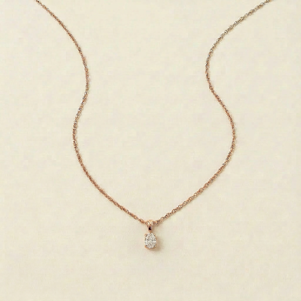 Moissanite 0.25 CT Oval Cut Diamond Solitaire Necklace (V2)
