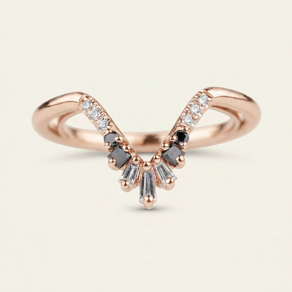 Moissanite 0.20 CT Baguette & Round Cut Diamond Ring (V-Brutalist)
