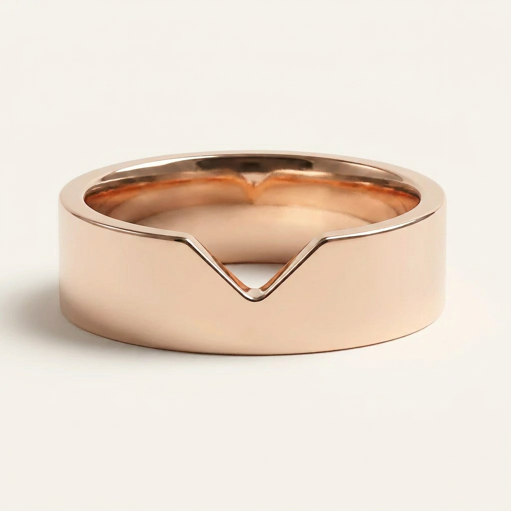 V-Shape Handcrafted Plain Wedding Band