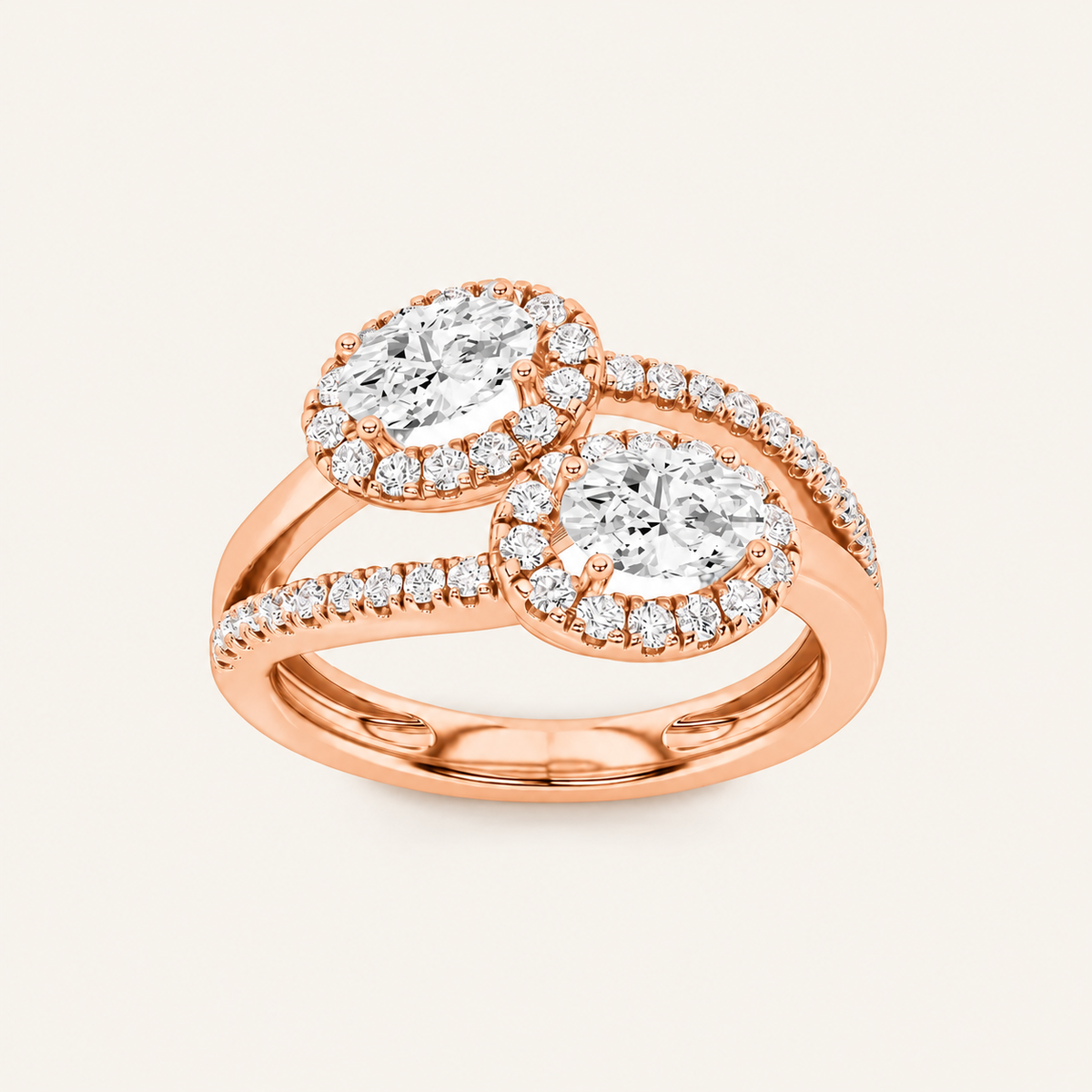 Lab Grown Diamond 1.00 CT Oval Cut Toi Et Moi Ring