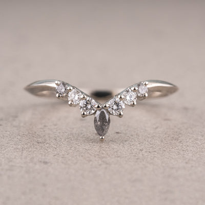 Natural Salt and Paper 0.25CT Marquise Diamond Art Nouveau Mother's Day Special Band