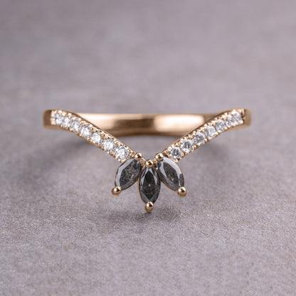 Natural Salt and Paper 0.42CT Marquise Diamond Boho &amp; Hippie Anniversary Gift Band