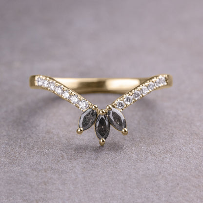 Natural Salt and Paper 0.42CT Marquise Diamond Boho &amp; Hippie Anniversary Gift Band