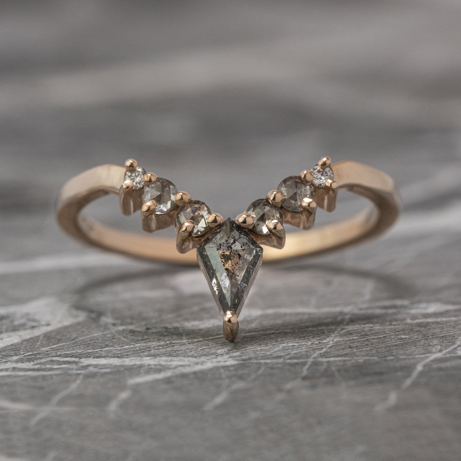 Natural Salt and Paper 0.45CT Kite Diamond Brutalist Birthday Gift Band