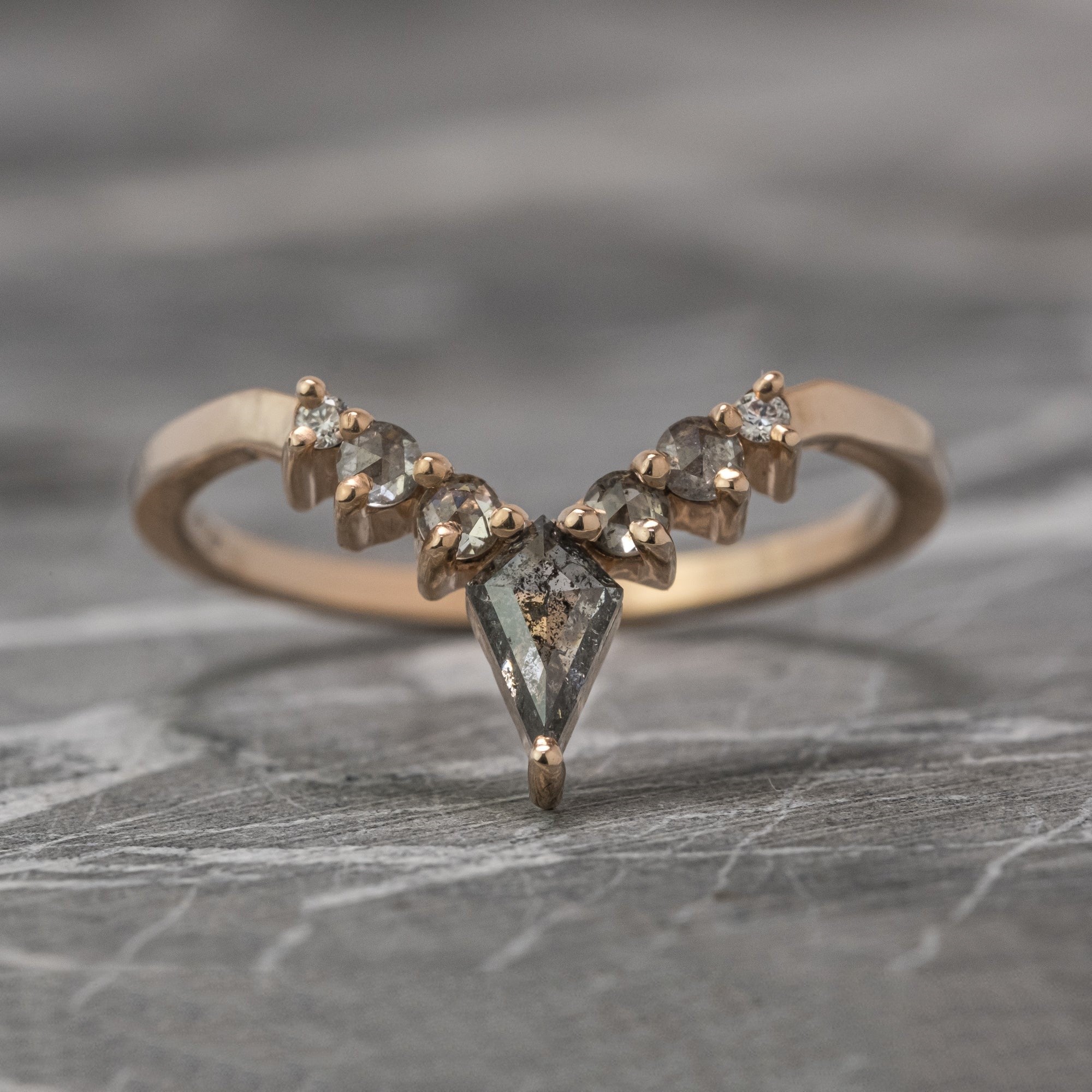 Natural Salt and Paper 0.45CT Kite Diamond Brutalist Birthday Gift Band