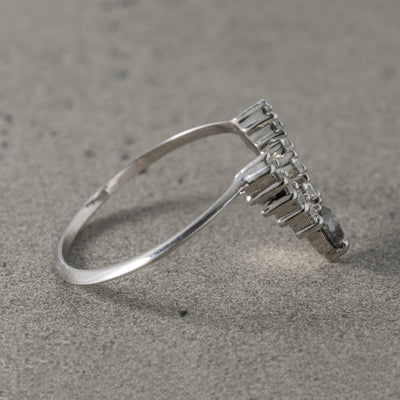 Natural Salt and Paper 0.48CT Pear Diamond Edwardian Top-Rated Band