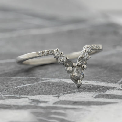 Natural Salt and Paper 0.40CT Pear Diamond Gothic Gift For Her Band