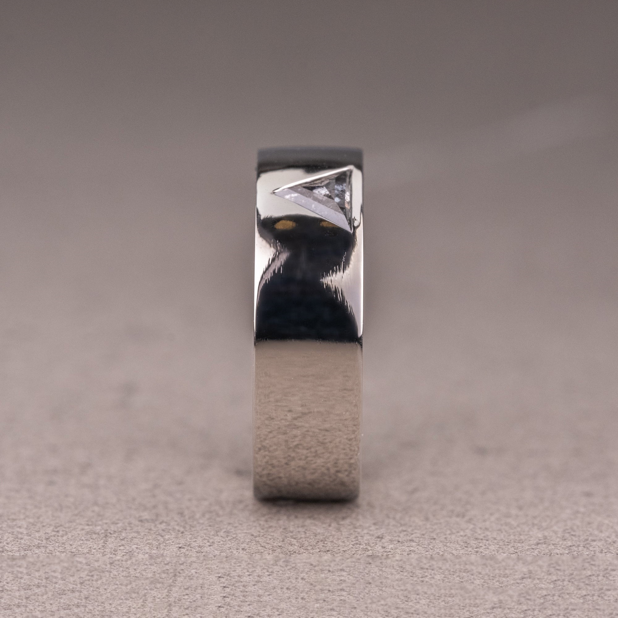 Natural Salt and Paper 0.10CT Triangle Diamond Brutalist Birthday Gift Band