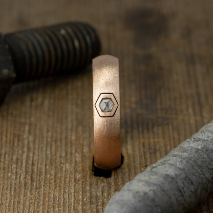 Natural Salt and Paper 0.05CT Hexagon Diamond Minimalist New Arrival Band