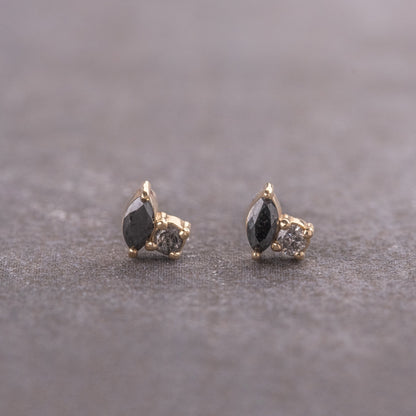 Natural Salt And Pepper 0.20CT Marquise Diamond Stud Earring