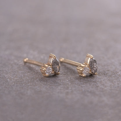 Natural Salt And Pepper 0.20CT Marquise Diamond Stud Earring
