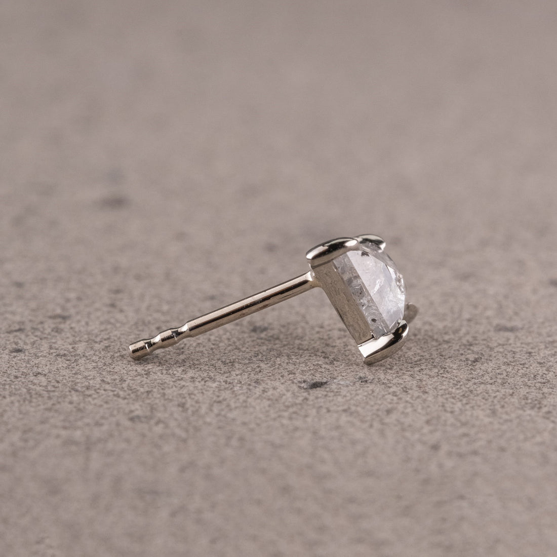 Natural Salt And Pepper 0.61CT Kite Diamond Stud Earring