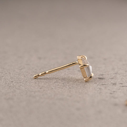 Natural Salt And Pepper 0.31CT Kite Diamond Stud Earring