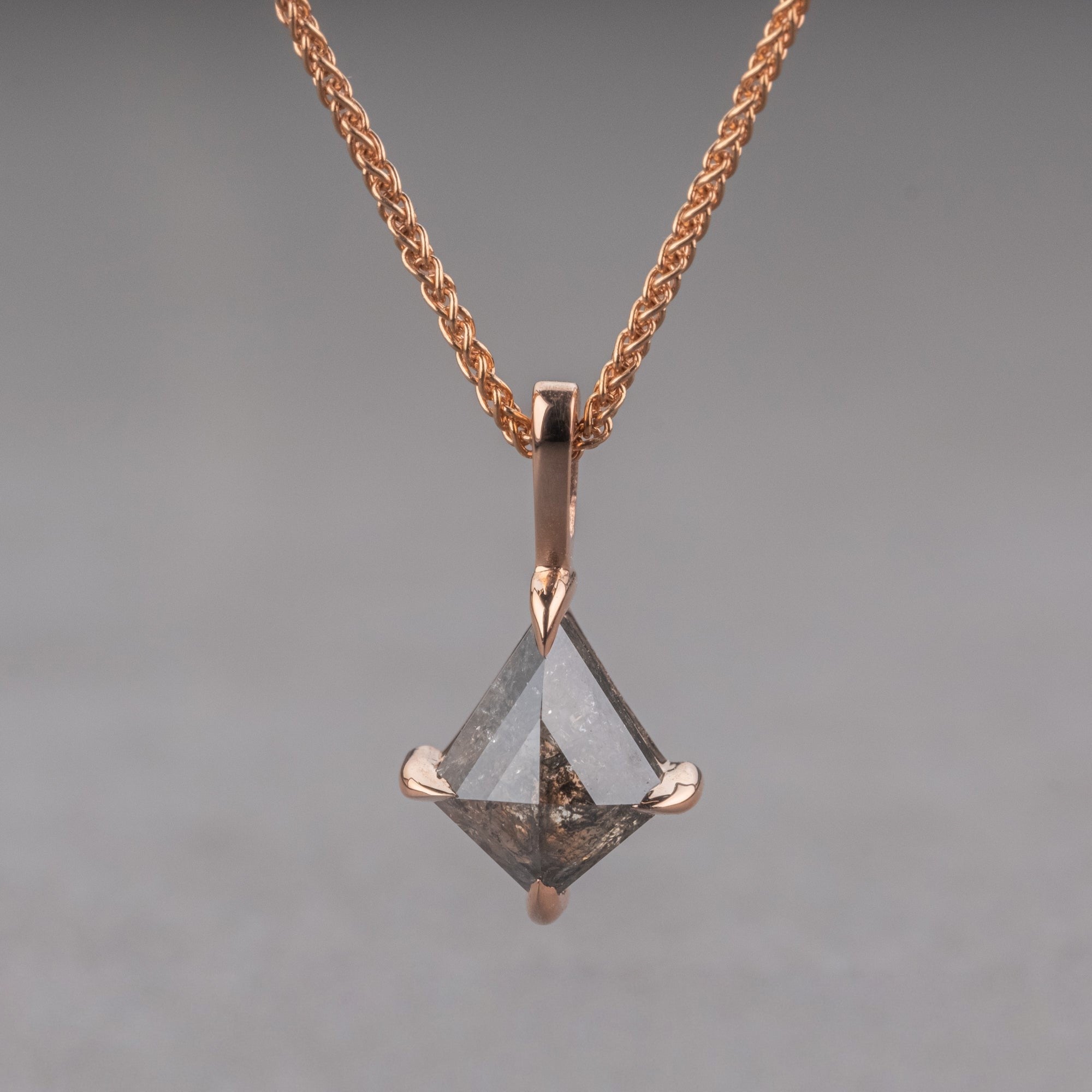 Natural Salt And Pepper 0.76CT Kite Diamond Necklace