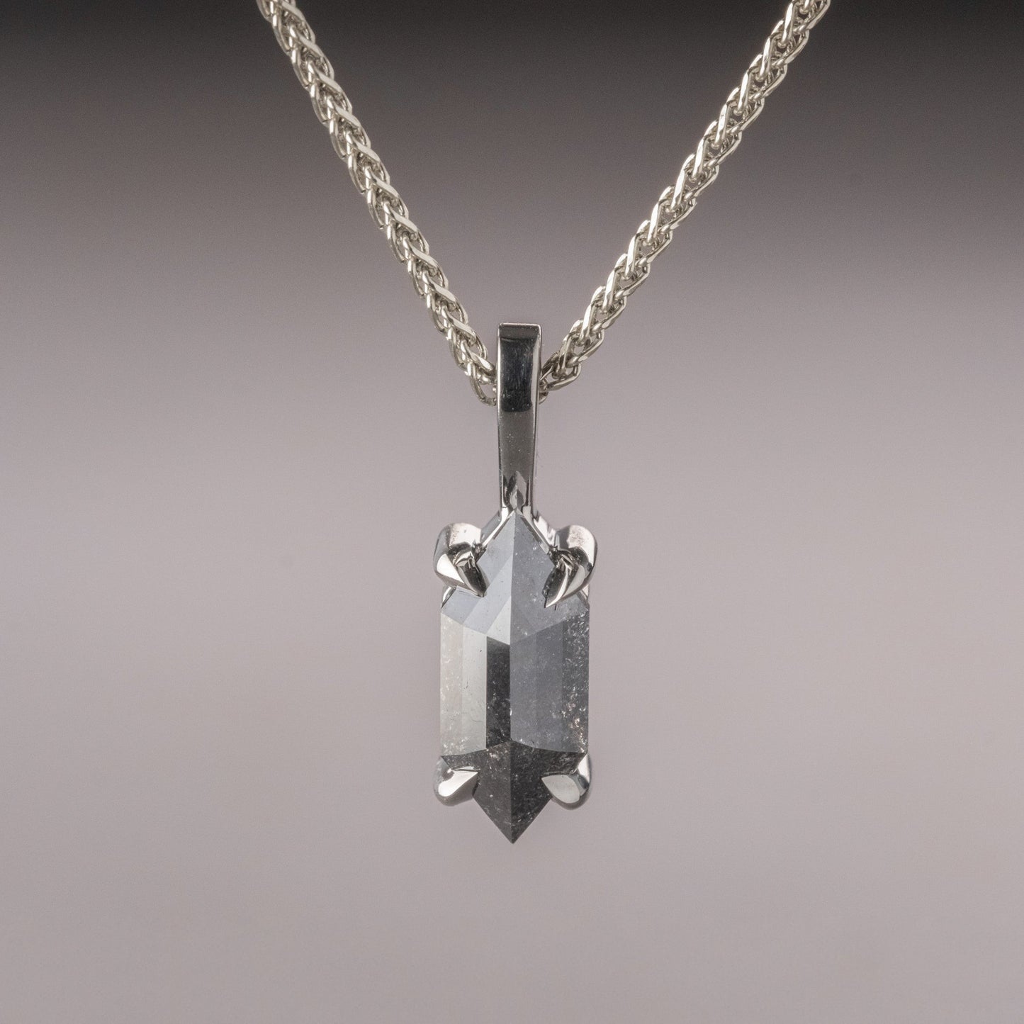 Natural Salt And Pepper 0.67CT Hexagon Diamond Necklace