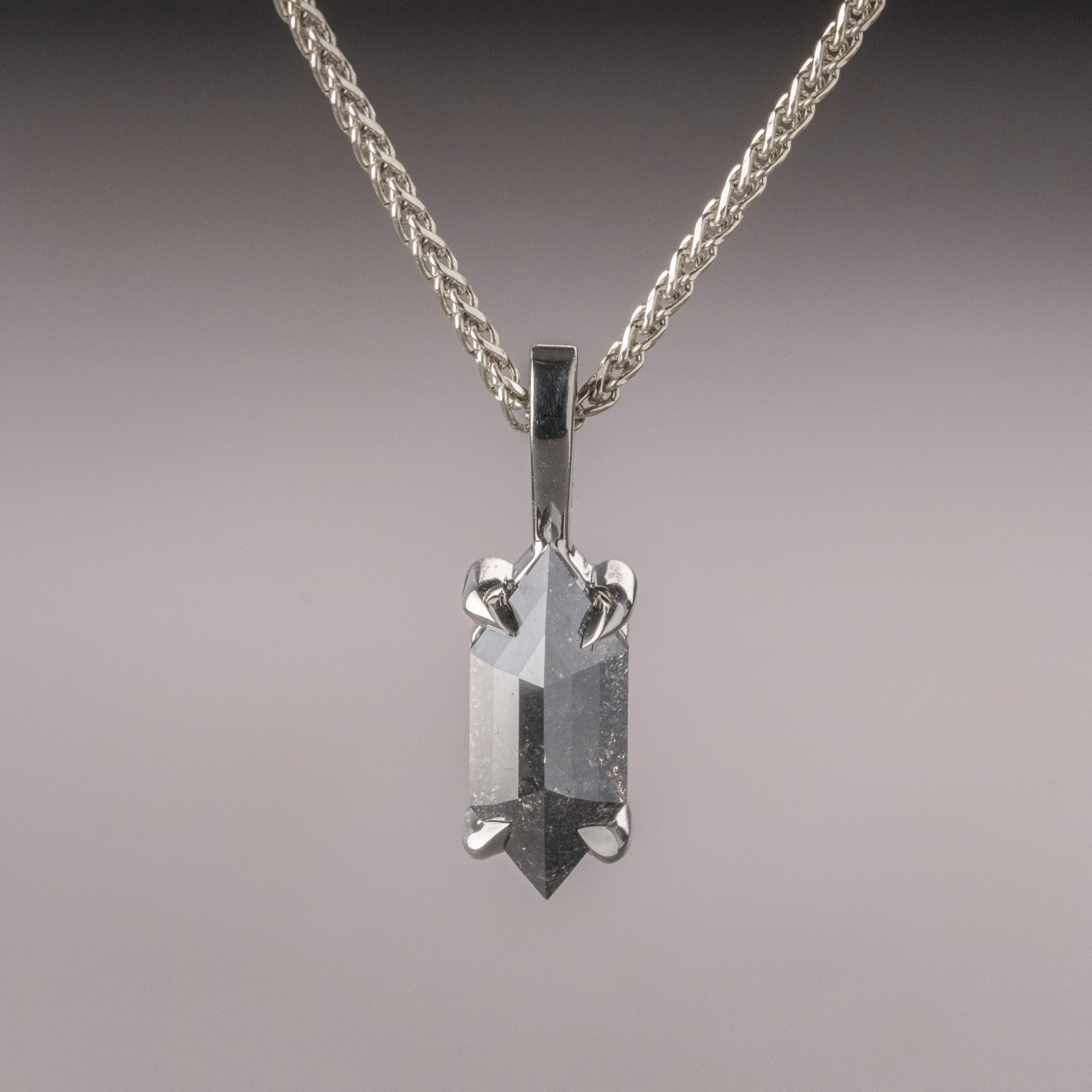 Natural Salt And Pepper 0.67CT Hexagon Diamond Necklace