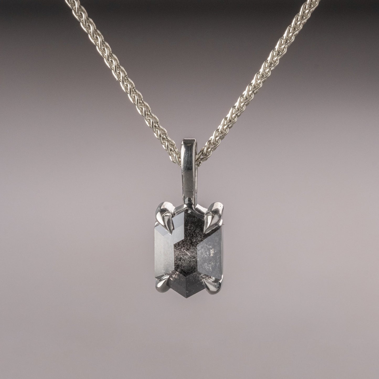 Natural Salt And Pepper 0.67CT Hexagon Diamond Necklace