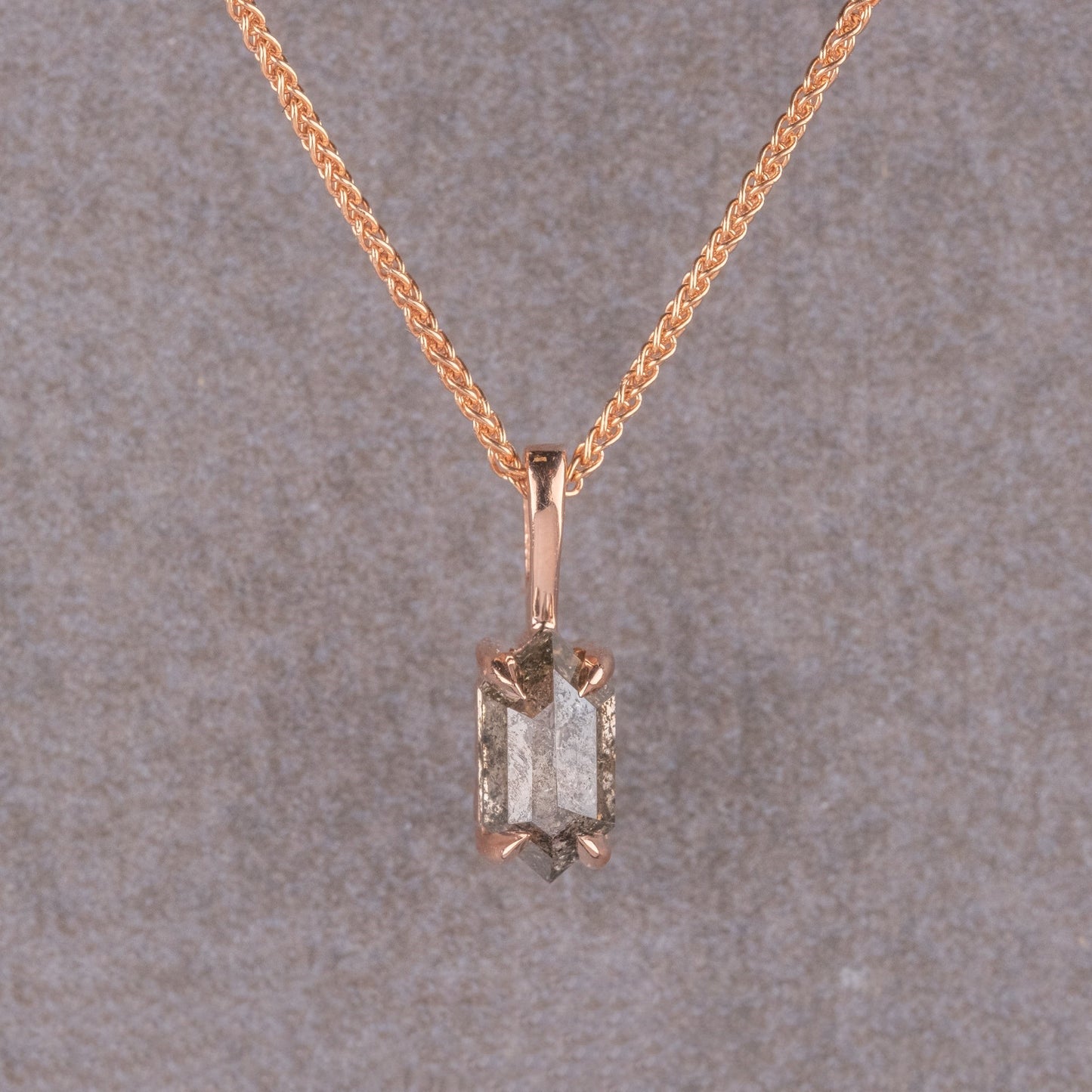 Natural Salt And Pepper 0.64CT Hexagon Diamond Necklace