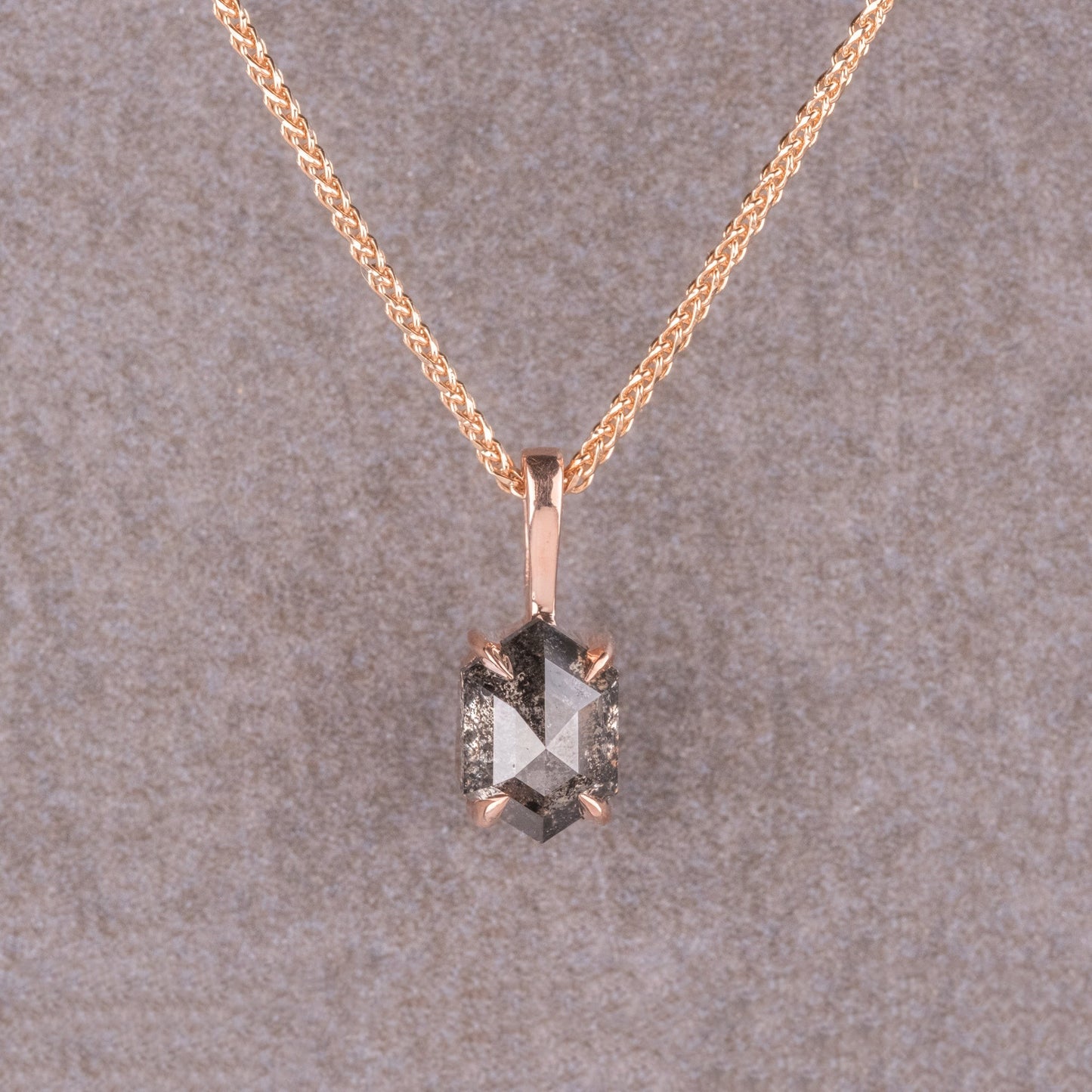 Natural Salt And Pepper 0.70CT Hexagon Diamond Necklace